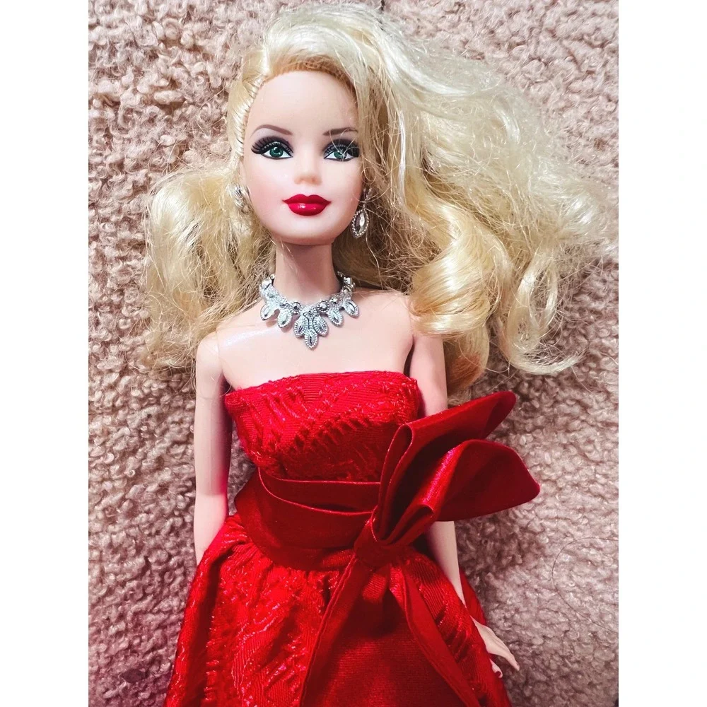 Mattel Barbie 2003 Doll Blonde Red Gown Silver Embroidery Jewelry No Shoes